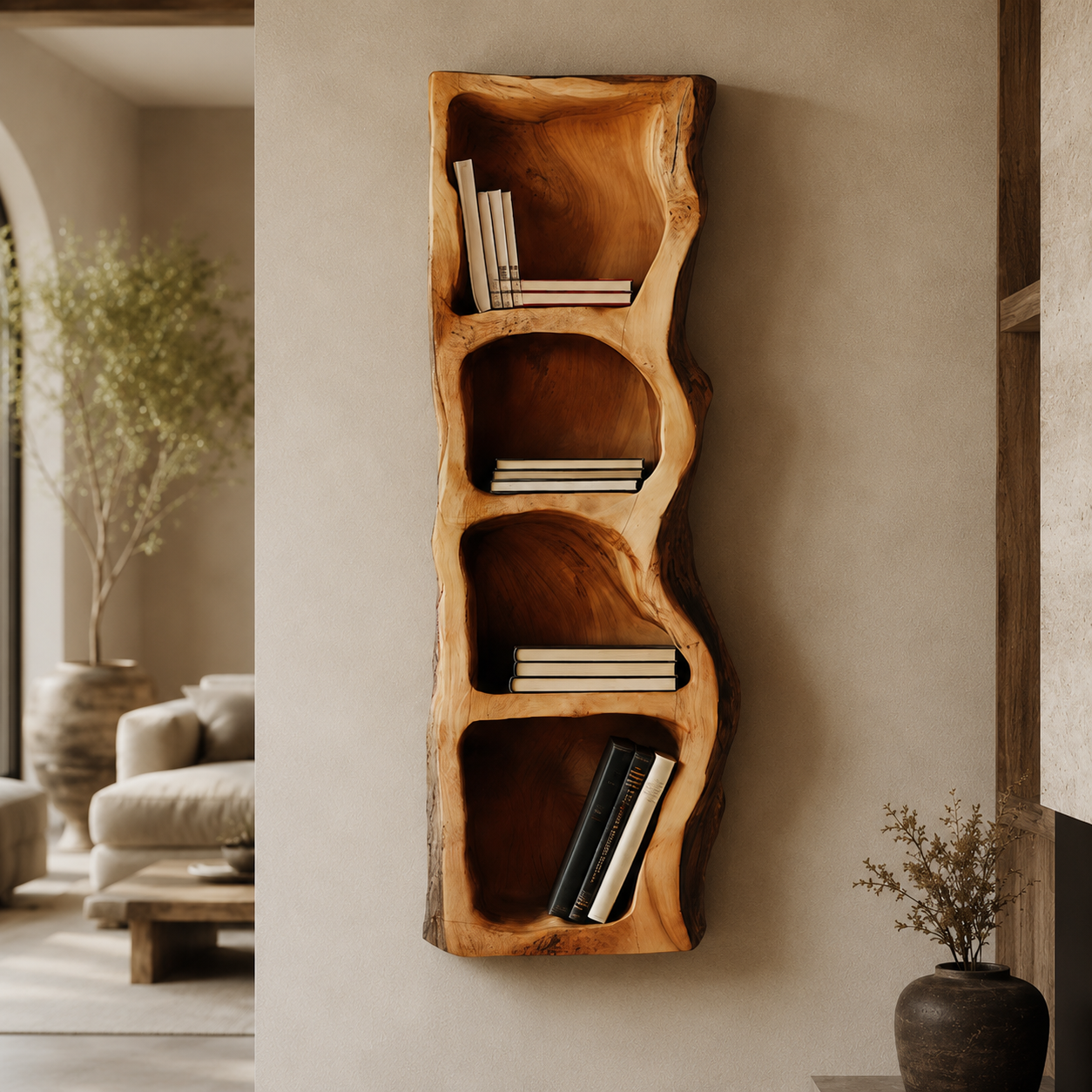 Organic Wall Shelf – Solid Wood Display Shelf for Home Decor