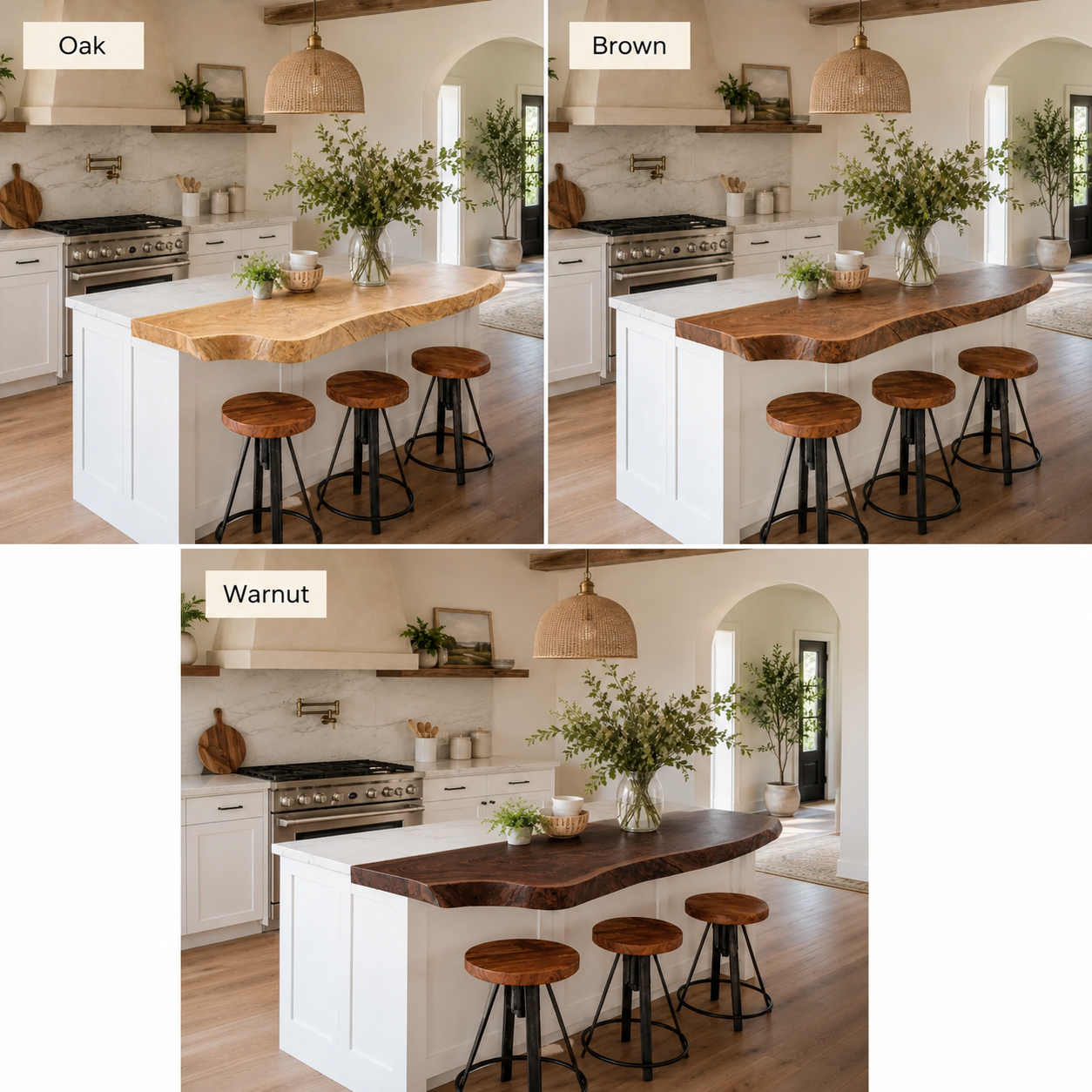 Live Edge Wood Kitchen Island Top – Solid Wood Countertop Extension for Kitchen Decor