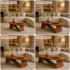 Triangle Coffee Table – Sculptural Solid Wood Table for Living Room