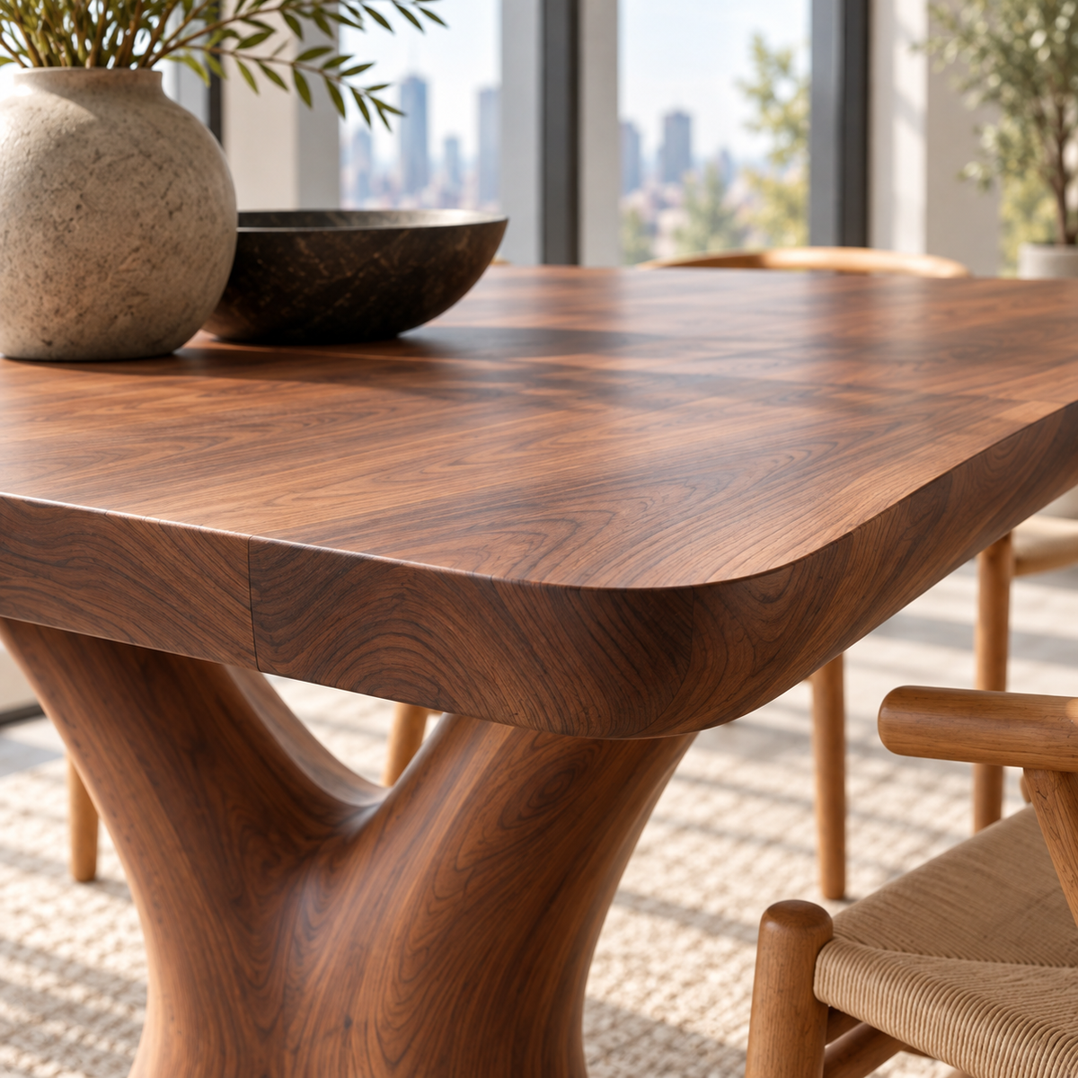 Sculptural Branch Base Wood Dining Table