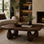 Rounded Coffee Table – Solid Wood Modern Table for Living Room Decor