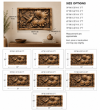 Hummingbird Flower Wood Wall Art – Solid Wood 3D Relief Carving for Home Decor