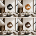 Round Wave Wood Wall Art – Solid Wood Carved Wall Decor for Living Room Decor