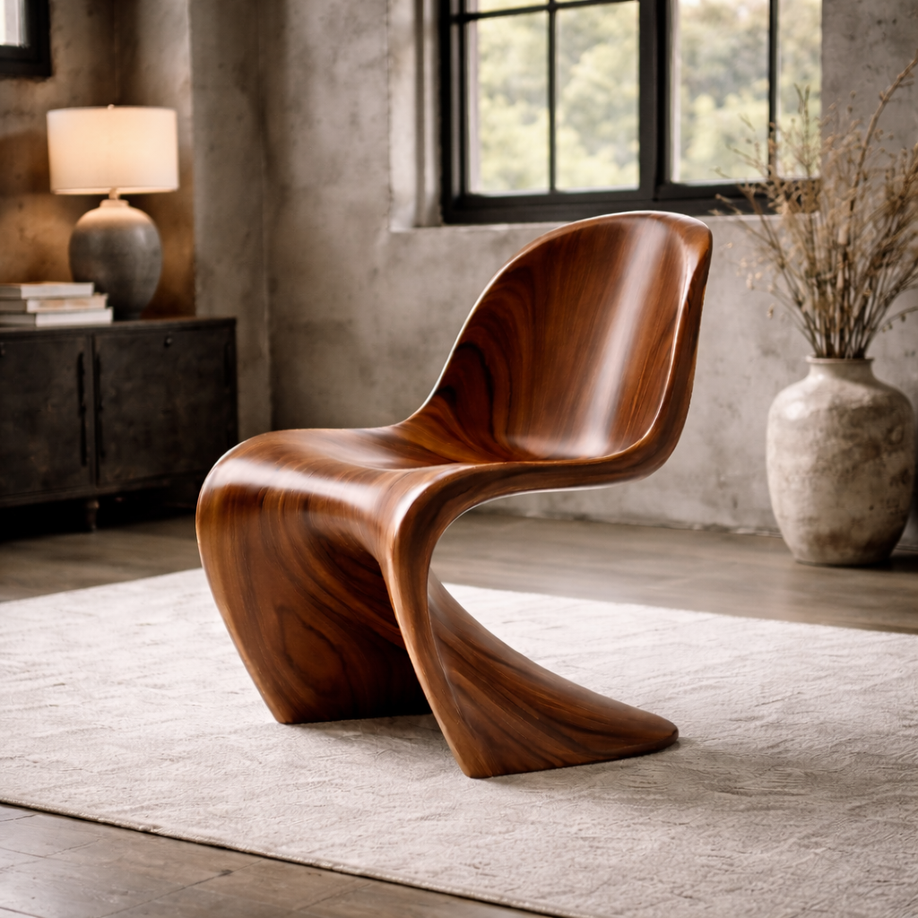 Statement Chair – Sculptural Solid Wood Chair for Living Room and Lounge
