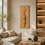 Crocodile Wood Wall Art – Solid Wood 3D Relief Carving for Bedroom Decor