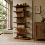 Tall Bookcase – Solid Wood Display Shelf for Living Room
