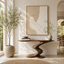 Sculptural Console Table – Solid Wood Curved Base Table for Entryway Decor