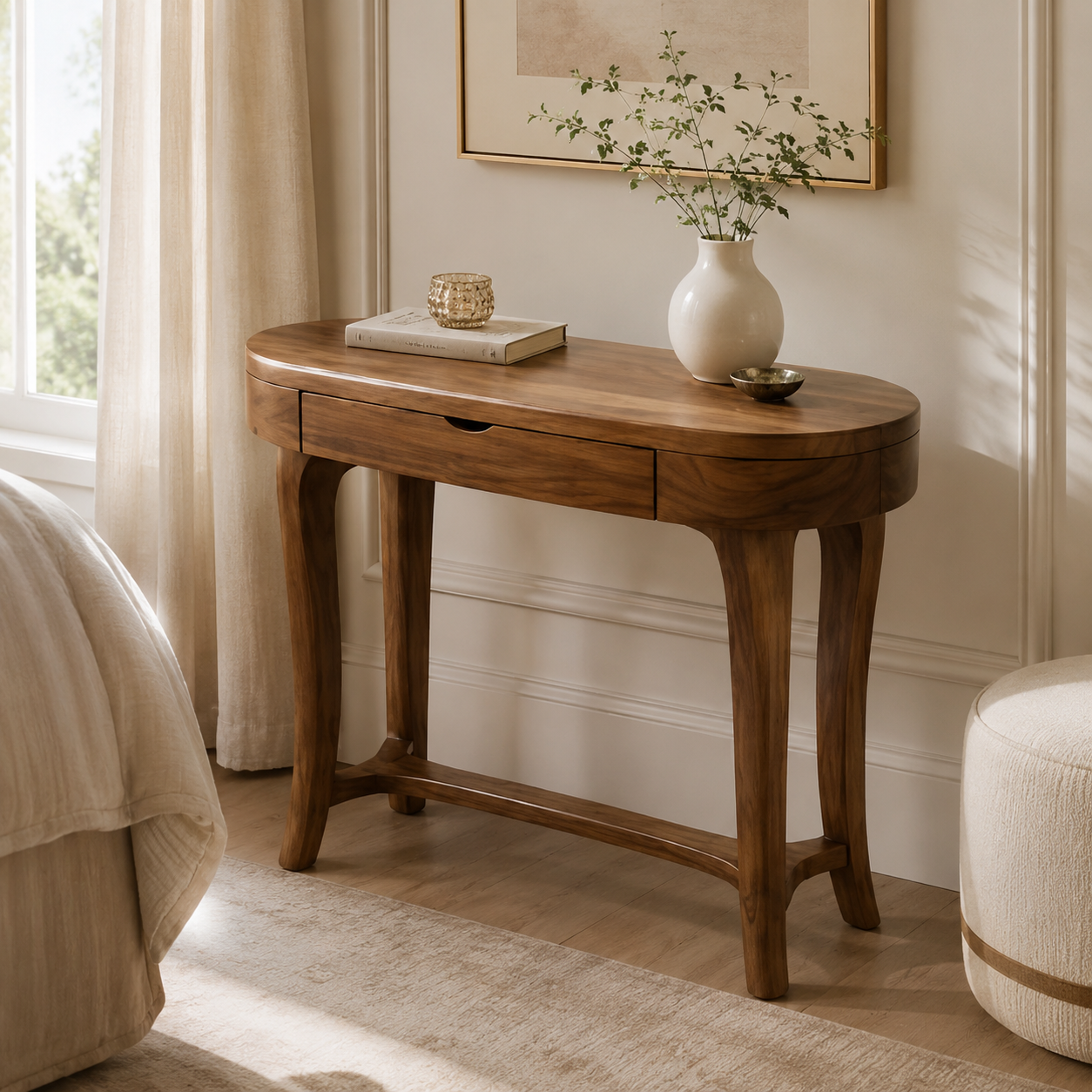 Writing Desk – Solid Wood Desk with Drawer Storage