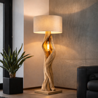 Sculptural Solid Wood Floor Lamp – Hand-Carved Organic Design