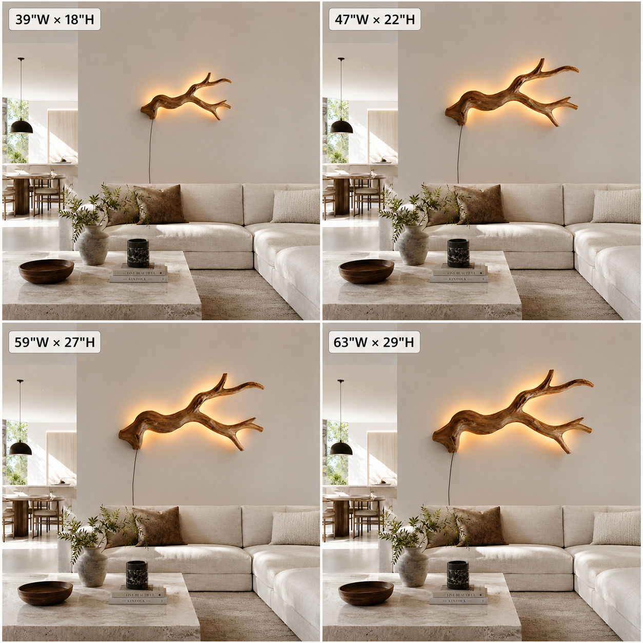 Driftwood Wall Light – Natural Wood Branch LED Wall Decor for Bedroom Decor