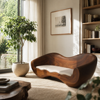 Solid Wood Wave Lounge Chair – Sculptural Accent Chair