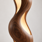 Sculptural Wave Wood Floor Lamp