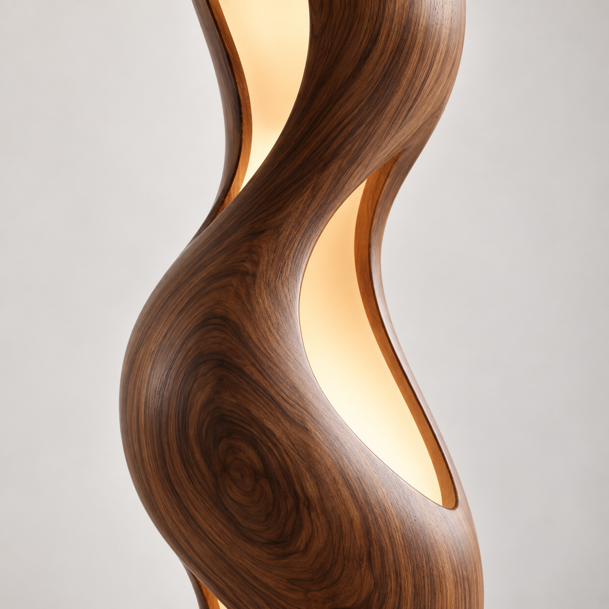 Sculptural Wave Wood Floor Lamp