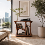 Sculptural Side Table – Solid Wood Accent Table for Living Room