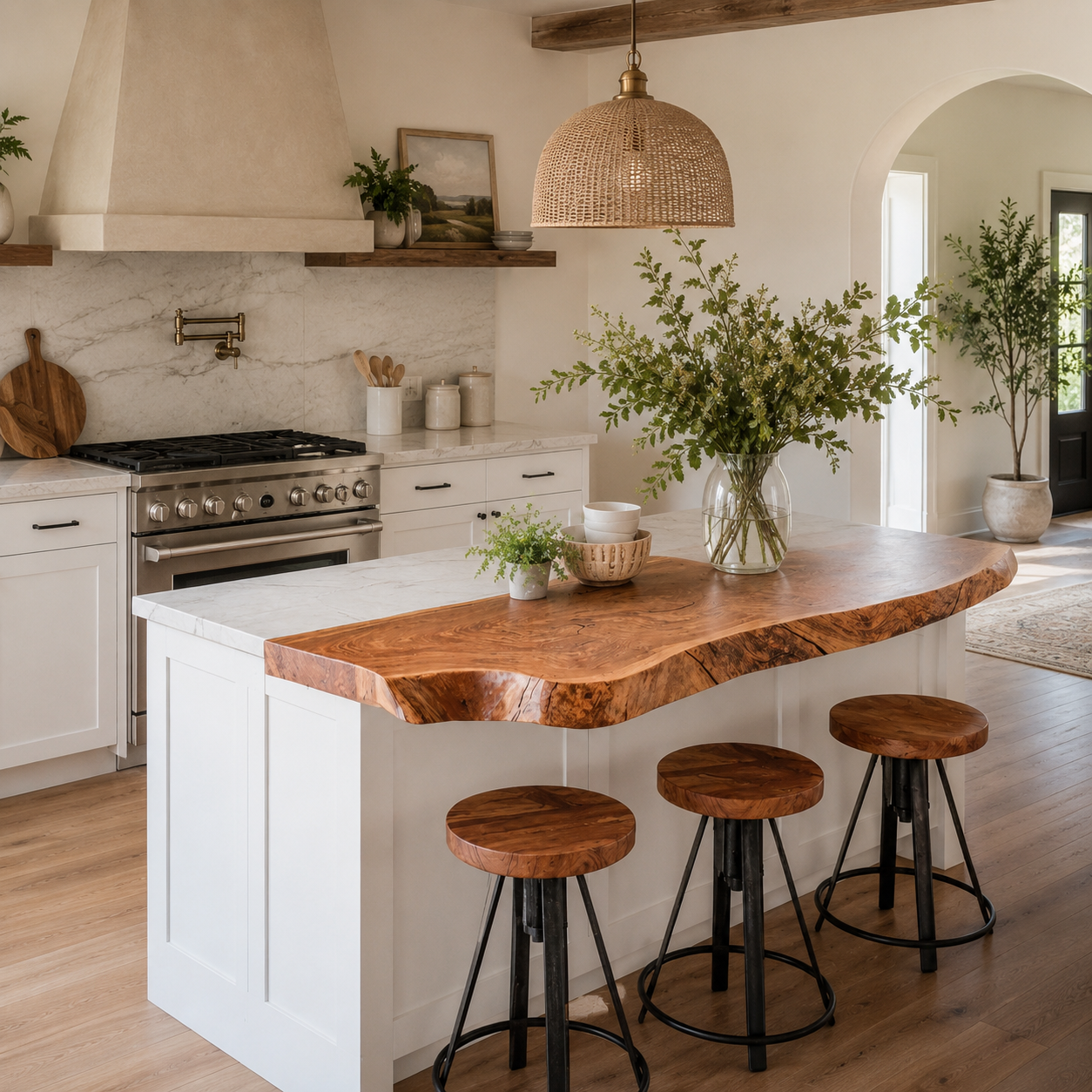 Live Edge Wood Kitchen Island Top – Solid Wood Countertop Extension for Kitchen Decor