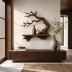 Branch Wood Wall Shelf – Solid Wood Floating Display Shelf with Natural Tree Branch Design