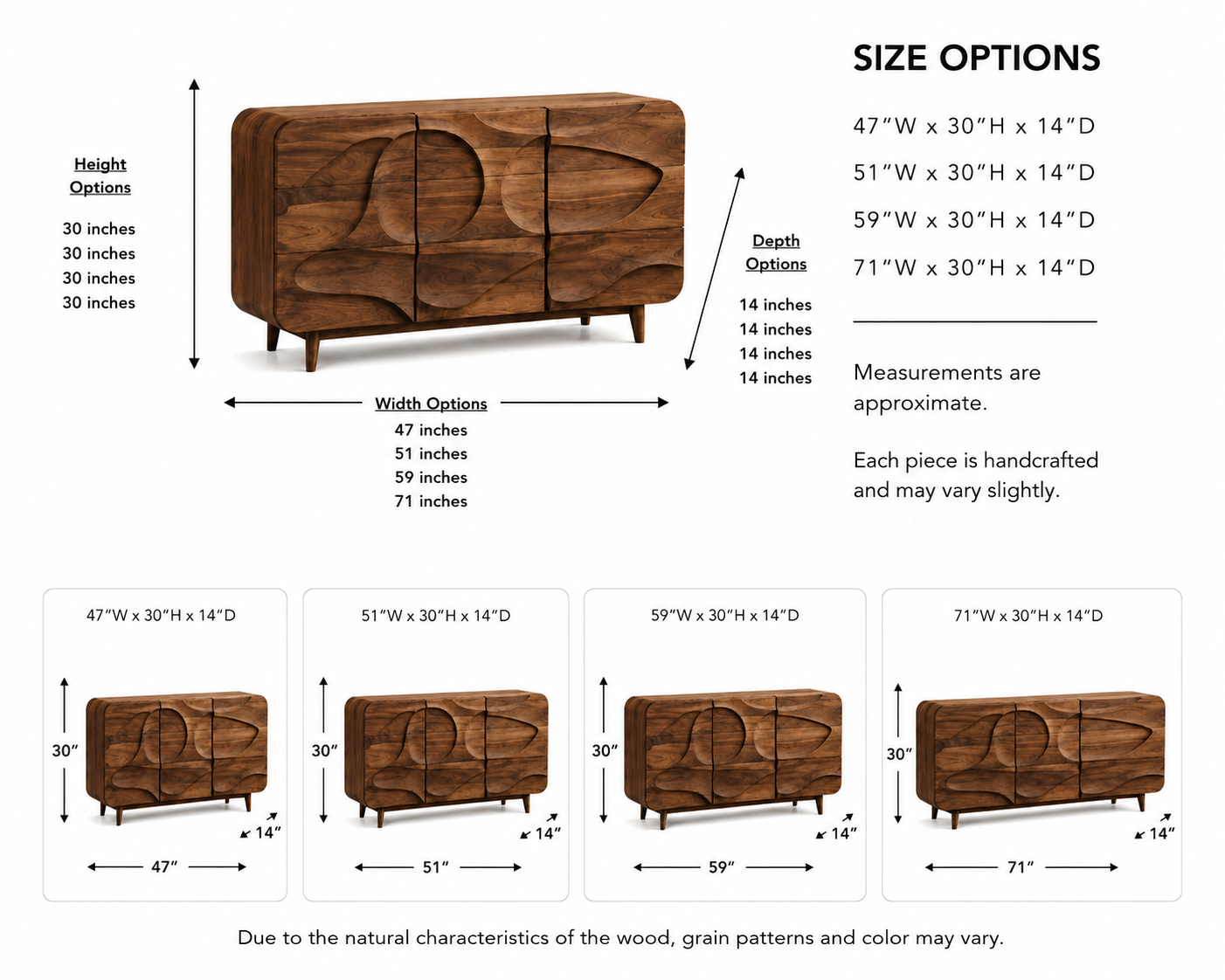 Wave Sideboard – Solid Wood Storage Cabinet for Living Room