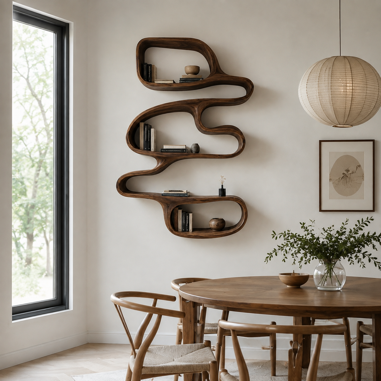 Flowing Loop Wood Wall Shelf