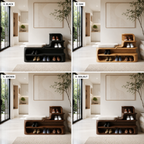 Wood Shoe Bench with Storage – Solid Wood Entryway Shoe Rack Bench with Cushion