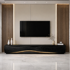 Solid Wood Wave Media Console – Sculptural Low-Profile TV Stand