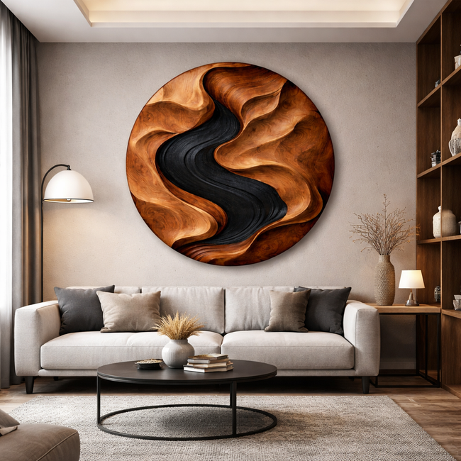 Carved Wooden Wall Art – Modern Natural Leaf Wall Sculpture Hover Image