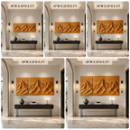 Mountain Wood Wall Art – Solid Wood 3 Panel Carved Wall Decor for Entryway Decor
