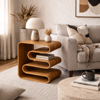 Sculptural Side Table – Solid Wood Table for Living Room and Bedroom