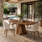 Oval Wood Dining Table – Solid Wood Pedestal Table for Dining Room Decor