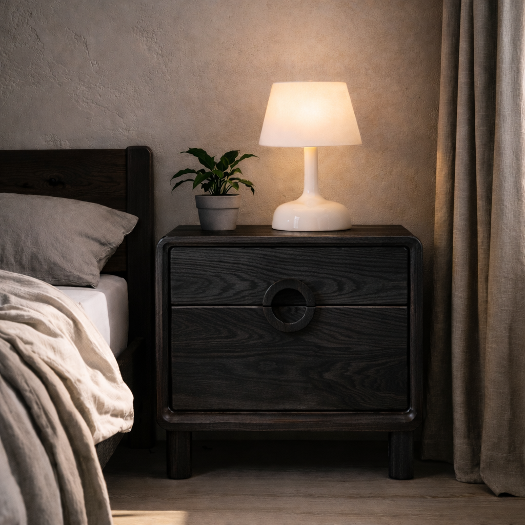 Solid Wood Nightstand – Modern Natural Bedside Table