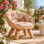 Floral Upholstered Curved Wood Accent Chair