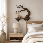 Branch Wood Wall Shelf – Solid Wood Floating Display Shelf with Natural Tree Branch Design