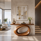 Sculptural Loop Wood Console Table