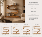 S-Shaped Bookcase – Sculptural Solid Wood Shelf for Living Room