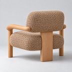 Textured Upholstered Wood Armchair