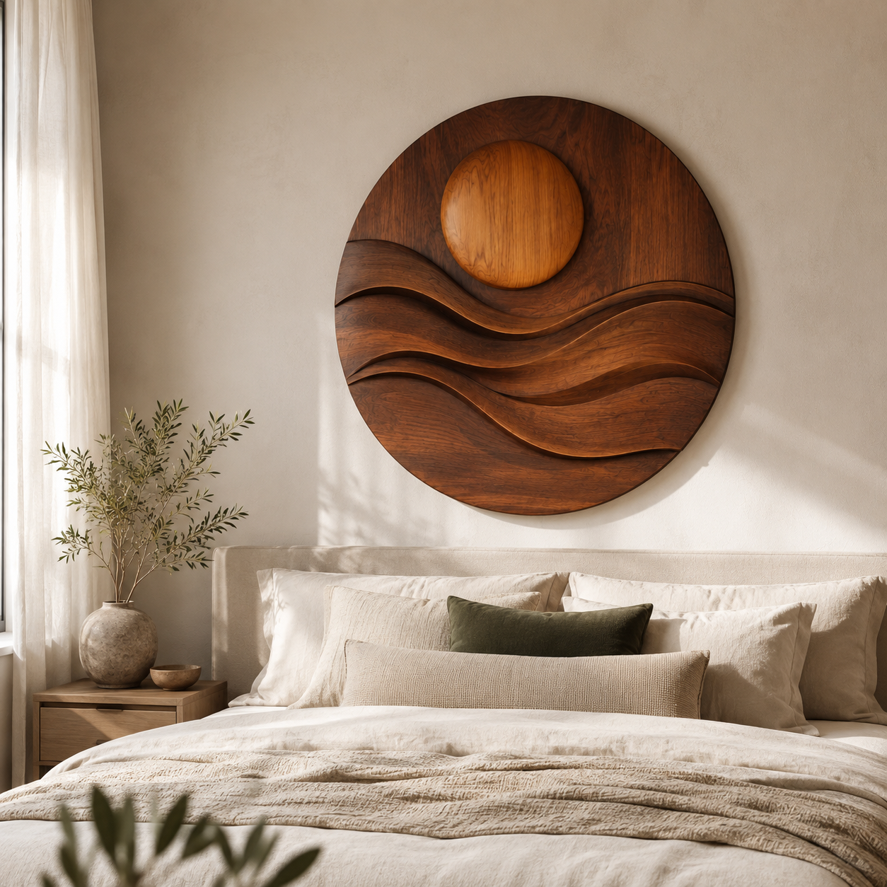 Sun Over Waves Wood Wall Art