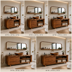 Live Edge Wood Bathroom Vanity – Solid Wood Sink Cabinet with Mirror Shelf for Bathroom Decor