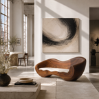 Solid Wood Wave Lounge Chair – Sculptural Accent Chair