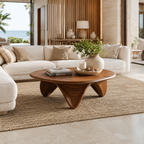 Sculptural Petal Base Wood Coffee Table