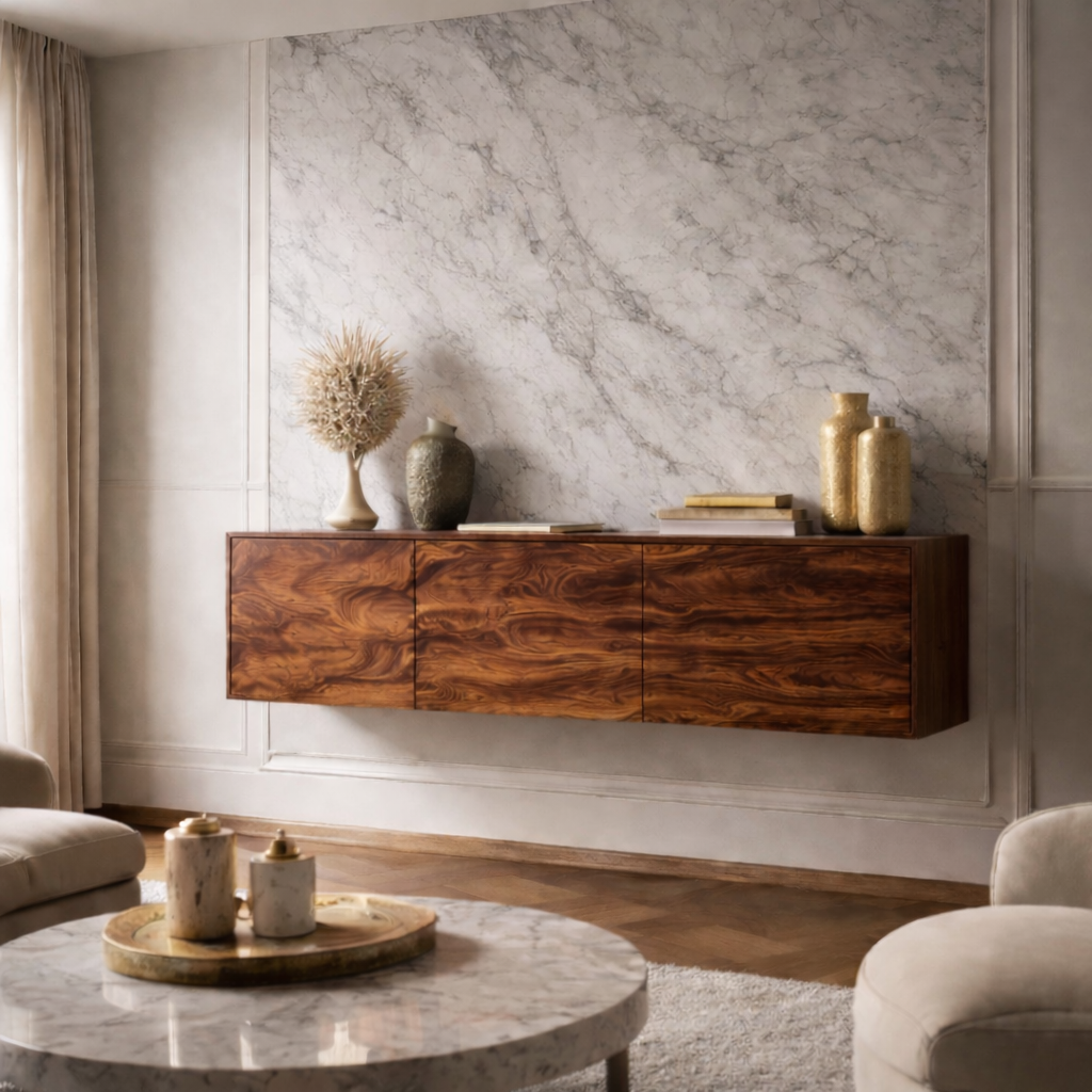 Modern Floating Wooden TV Console – Wall Mounted Media Cabinet