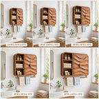 Carved Wood Bathroom Cabinet – Solid Wood Wall Mounted Storage Cabinet with Towel Bar for Bathroom Decor
