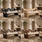 Sculptural Sofa Bench – Solid Wood Bench with Cushioned Seat
