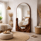 Handmade Wooden Mirror - Sculptural Wall Decor for Modern Interiors