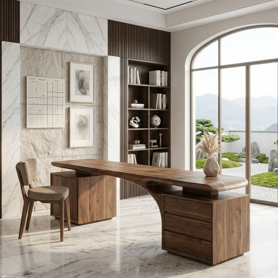 Executive Desk – Solid Wood Desk with Drawer Storage for Home Office