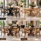 Sculptural Petal Base Round Wood Dining Table