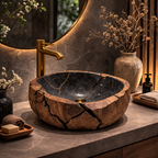 Marble Vessel Sink – Hand-Carved Bathroom Sink for Modern Vanity Decor