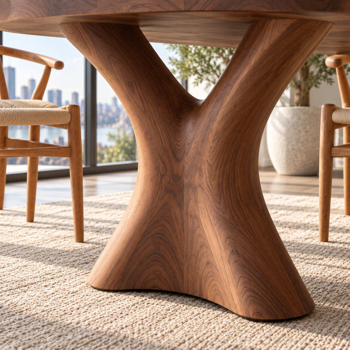 Sculptural Branch Base Wood Dining Table