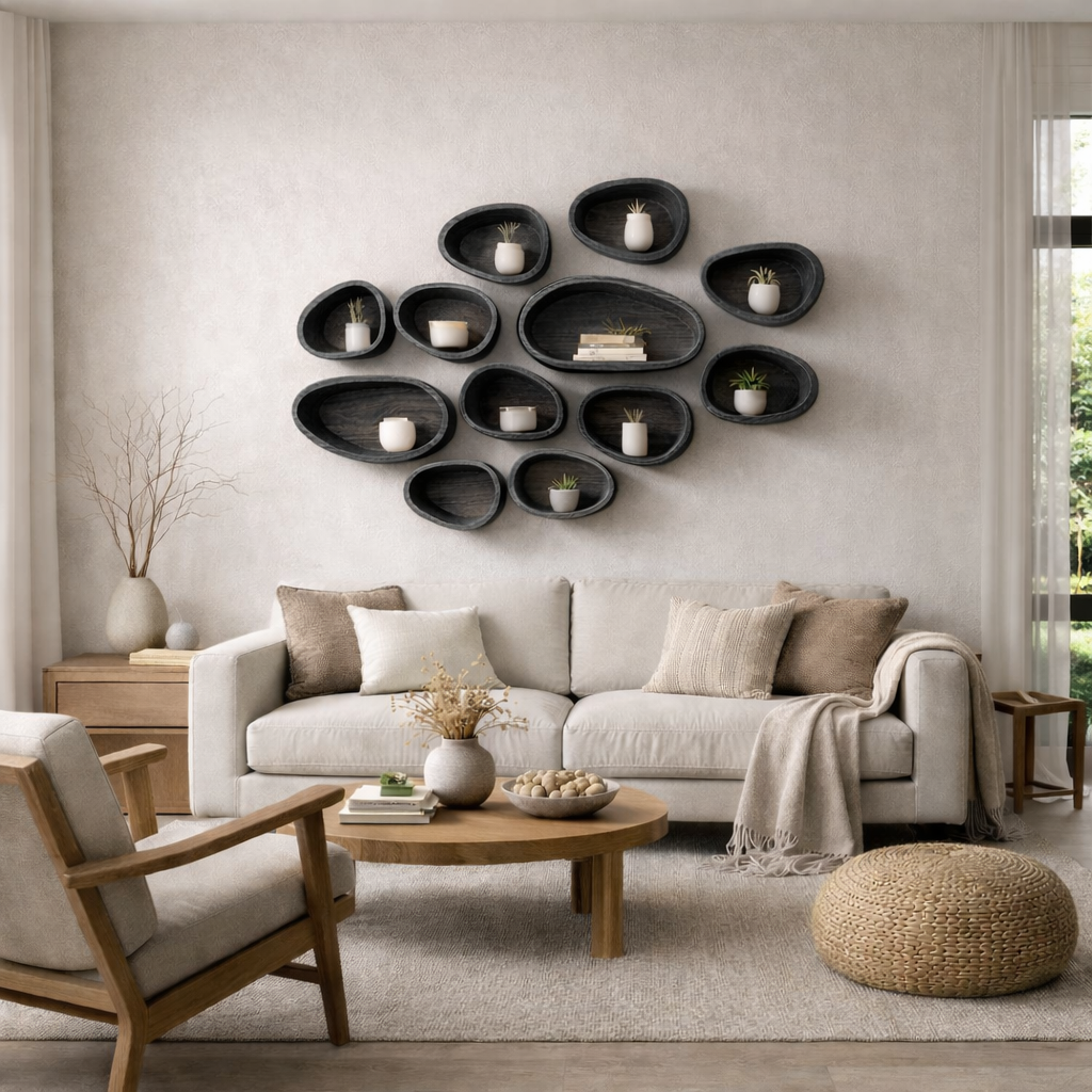 Organic Cluster Wooden Wall Art – Sculptural Modern Wall Décor