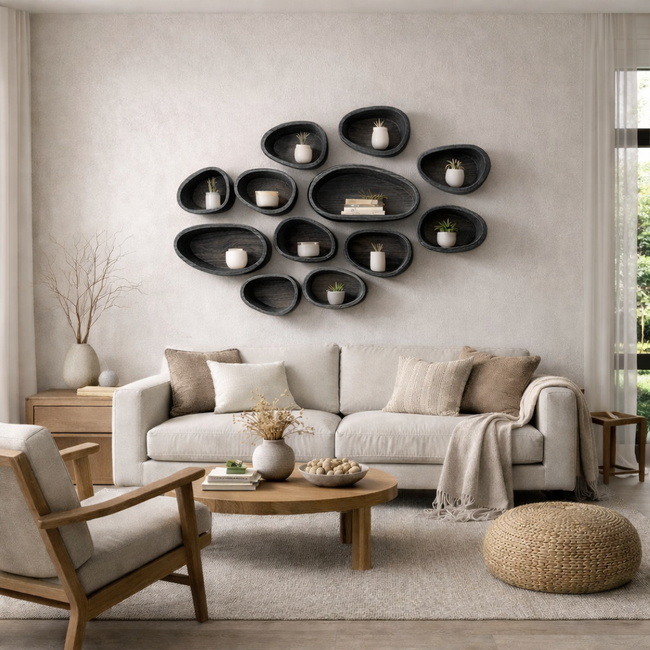 Organic Cluster Wooden Wall Art – Sculptural Modern Wall Décor Main Image