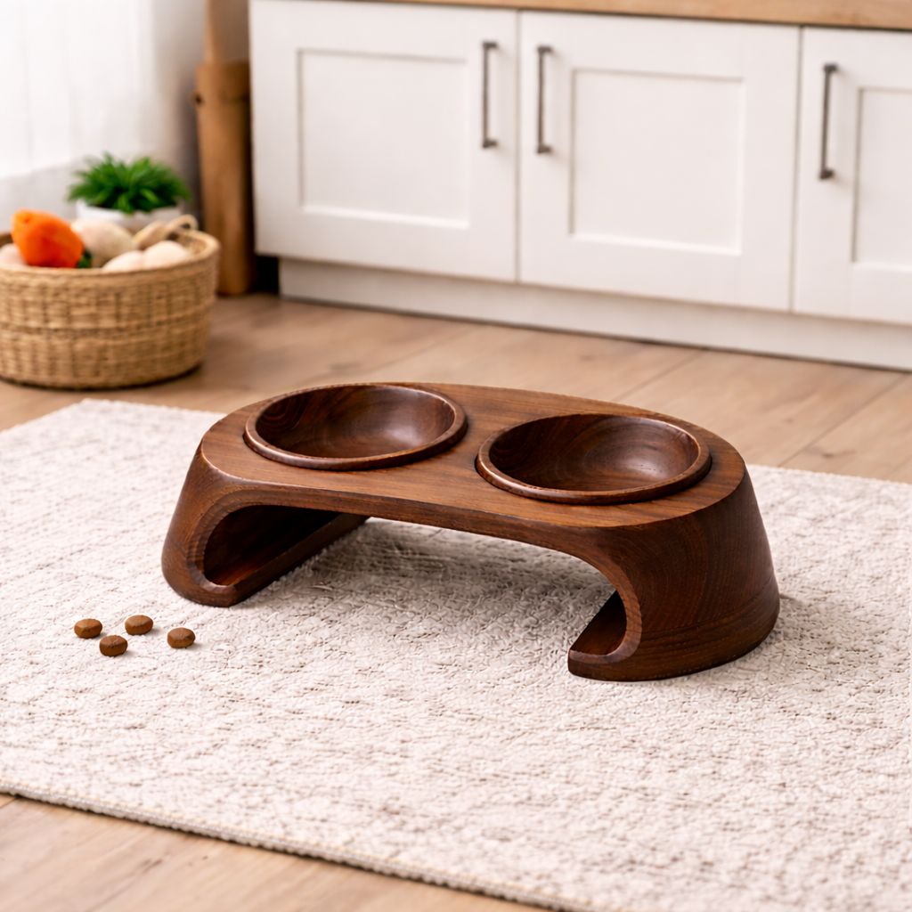 Personalized Wooden Pet Feeding Station – Custom Dog Bowl Stand