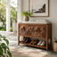 Carved Wave Entryway Shoe Bench
